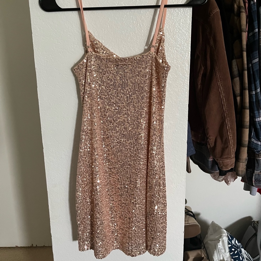 Rose gold sequin dress